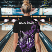 Load image into Gallery viewer, Custom Purple Wolf Howling Women Quarter-Zip Shirt, Wolf Bowling Team Jerseys IPHW10159