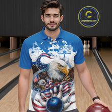 Load image into Gallery viewer, Custom Patriotic US Flag Eagle Bowling Men Shirt, USA Bowling Team League Shirt IPHW10164