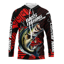 Load image into Gallery viewer, Black And Red Custom Bass Fishing Jerseys, Largemouth Bass Long Sleeve Tournament Fishing Shirts IPHW6198
