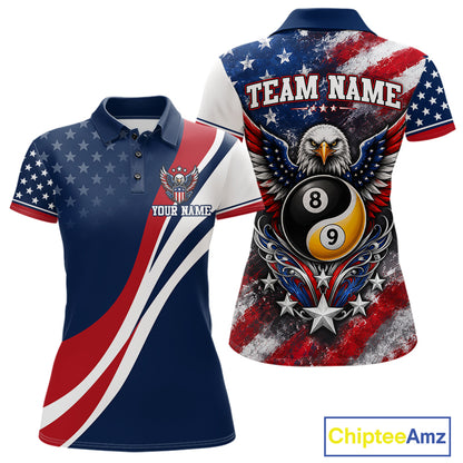 Custom Patriotic American Flag Bald Eagle 8 And 9 Ball Yinyang Billiards Shirt IPHW11680