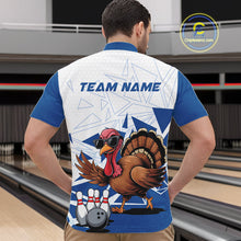 Load image into Gallery viewer, White And Blue Custom Funny Turkey Bowling Men Shirt, Bowling League Team Shirt IPHW10805