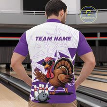 Load image into Gallery viewer, White And Purple Custom Funny Turkey Bowling Men Shirt, Bowling League Team Shirt IPHW10806