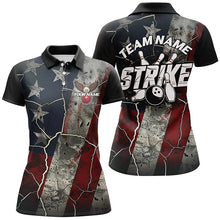 Load image into Gallery viewer, Grunge American Flag Patriotic Strike Custom Bowling Team Shirts For Women, Eagle Bowling IPHW6693