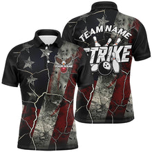 Load image into Gallery viewer, Grunge American Flag Patriotic Strike Custom Bowling Team Shirts For Men And Women, Eagle Bowling IPHW6693