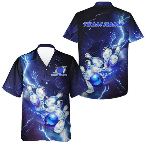 Blue Lightning Thunder Custom Bowling Team Jersey,Team Bowling Hawaiian Shirts For Kid IPHW5152