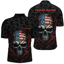 Load image into Gallery viewer, Custom American Flag Skull Bowling Shirts For Men, Patriotic Team Bowling Jerseys IPHW5160
