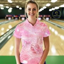 Load image into Gallery viewer, Custom Elegant Roses And Butterfly Women Bowling Polo Shirts, Ladies Bowling Shirt IPHW10315