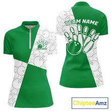 Load image into Gallery viewer, Custom White And Green Retro Style Bowling Team Shirts For Women, Bowling Jerseys IPHW10604