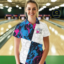 Load image into Gallery viewer, Custom Blue And Pink Camo Bowling Team Shirts For Women, Camouflage Bowler Outfit IPHW10606