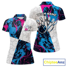 Load image into Gallery viewer, Custom Blue And Pink Camo Bowling Team Shirts For Women, Camouflage Bowler Outfit IPHW10606