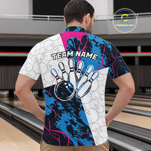 Load image into Gallery viewer, Custom Blue And Pink Camo Bowling Team Shirts For Men And Women, Camouflage Bowler Outfit IPHW10606
