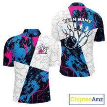 Load image into Gallery viewer, Custom Blue And Pink Camo Bowling Team Shirts For Men And Women, Camouflage Bowler Outfit IPHW10606