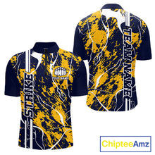 Load image into Gallery viewer, Custom Navy Blue And Yellow Camo Strike Bowling Shirt, Men Bowling League Team Jerseys IPHW10613