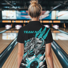 Load image into Gallery viewer, Custom Black And Blue Wolf Bowling Women Quarter-Zip Shirt, Wolf Scratch Bowling Team Shirt IPHW8720