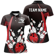 Load image into Gallery viewer, Custom Black And Red Bowling Shirts For Women, Classic Retro Bowling Jerseys Bowlers Outfit IPHW7279