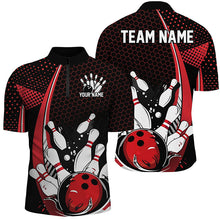 Load image into Gallery viewer, Custom Black And Red Bowling Shirts For Men, Classic Retro Bowling Jerseys Bowlers Outfit IPHW7279