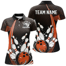 Load image into Gallery viewer, Custom Black And Orange Ladies Bowling Shirts, Classic Retro Bowling Jerseys Bowlers Outfit IPHW7280