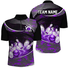 Load image into Gallery viewer, Purple Camo Custom Name Bowling Shirts For Men, Bowling League Shirt Bowling Team Uniform IPHW7287