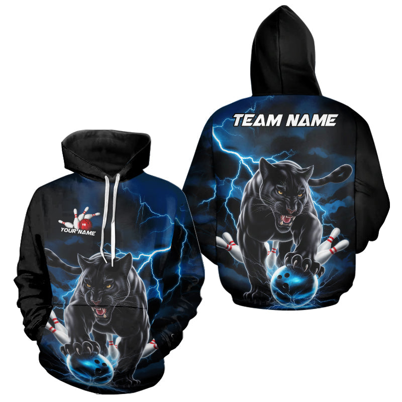 Blue Thunder Lightning Custom Panther Bowling Hoodie Shirts For Men And Women, Panther Bowling Jerseys IPHW8272