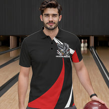 Load image into Gallery viewer, Custom Black And Red Eagle Bowling Men Polo Shirts, Eagle Bowling Team Jerseys IPHW8732