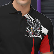 Load image into Gallery viewer, Custom Black And Red Eagle Bowling Men Polo Shirts, Eagle Bowling Team Jerseys IPHW8732