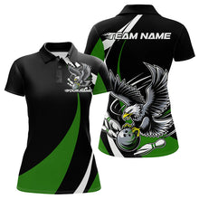 Load image into Gallery viewer, Custom Black And Green Eagle Bowling Women Polo Shirts, Eagle Bowling Team Jerseys IPHW8735