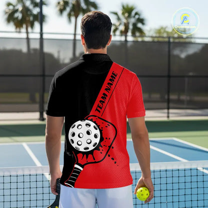 Black And Red Custom Pickleball Team Shirts For Men, Pickleball Jersey Outfit IPHW10821