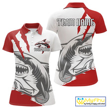 Load image into Gallery viewer, Custom White And Red Shark Jerseys, Shark Bowling Team Women Polo Shirts Bowlers Outfit IPHW8987