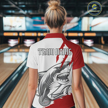 Load image into Gallery viewer, Custom White And Red Shark Jerseys, Bowling Team Women Quarter-Zip Shirts Bowlers Outfit IPHW8987