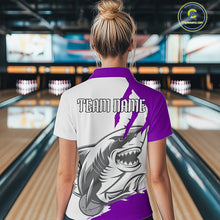 Load image into Gallery viewer, Custom White And Purple Shark Jerseys, Bowling Team Women Quarter-Zip Shirt Bowler Outfit IPHW8988