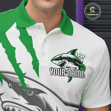 Load image into Gallery viewer, Custom White And Green Shark Jerseys, Shark Bowling Team Men Polo Shirts Bowlers Outfit IPHW8989