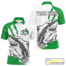 Load image into Gallery viewer, Custom White And Green Shark Jerseys, Shark Bowling Team Men Polo Shirts Bowlers Outfit IPHW8989