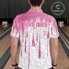 Load image into Gallery viewer, 3D Pink Glitter Pink Ribbon Pattern Custom Breast Cancer Bowling Polo Shirts For Men And Women IPHW7051