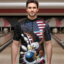 Load image into Gallery viewer, Custom American Flag Eagle Bowling Team Men Quarter-Zip Shirts, Patriotic US Bowling League Shirt IPHW8752