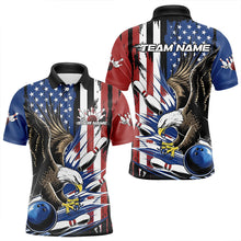 Load image into Gallery viewer, Custom American Flag Eagle Bowling Team Men Polo Shirts, Patriotic US Bowling League Shirt IPHW8753