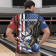 Load image into Gallery viewer, Custom American Flag Eagle Bowling Team Men Quarter-Zip Shirts, Patriotic US Bowling League Shirt IPHW8753