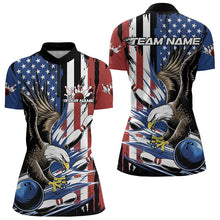 Load image into Gallery viewer, Custom American Flag Eagle Bowling Team Women Quarter-Zip Shirts, US Bowling League Shirt IPHW8753