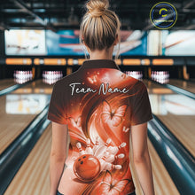 Load image into Gallery viewer, Custom Orange Butterfly Bowling Women Quarter-Zip Shirts, Team Tournament Bowlers Outfit IPHW11115