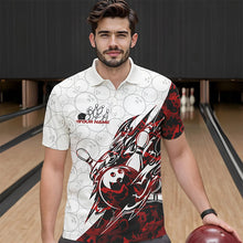 Load image into Gallery viewer, Custom Red Camouflage Bowling Polo Shirts For Men, Camo Bowling Team Uniform Bowler Outfit IPHW8771