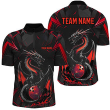 Load image into Gallery viewer, Custom Black And Red Dragon Bowling Shirts For Men, Dragon Bowling Team Shirts Uniform IPHW7313