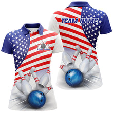 Load image into Gallery viewer, Us Bowling American Flag Custom Patriotic Bowling Shirt For Women, Us Bowling League Shirt IPHW7626