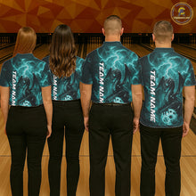 Load image into Gallery viewer, Custom Turquoise Blue Thunder Lightning Bowling Team Men Polo Shirt, Bowling Jerseys IPHW10196