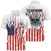 Load image into Gallery viewer, Custom American Flag Skull Bowling Shirts For Men, Patriotic Team Bowling Jerseys IPHW5987