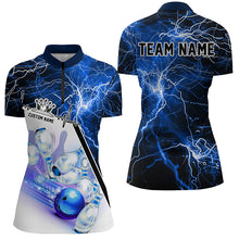Load image into Gallery viewer, Strike Bowling On The Lane Custom Blue Thunder Lightning Ladies Bowling Team Shirts IPHW6264