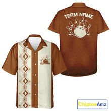 Load image into Gallery viewer, Custom Retro Bowling Button Up Shirt , Classic Vintage Bowling Team Hawaiian Shirt IPHW10072