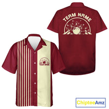 Load image into Gallery viewer, Custom Classic Striped Vintage Bowling  Shirt, Retro Bowling Button Up Team Shirt IPHW10074