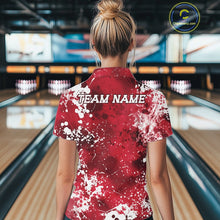 Load image into Gallery viewer, Person wearing a red and white 'TEAM NAME' shirt in a bowling alley.