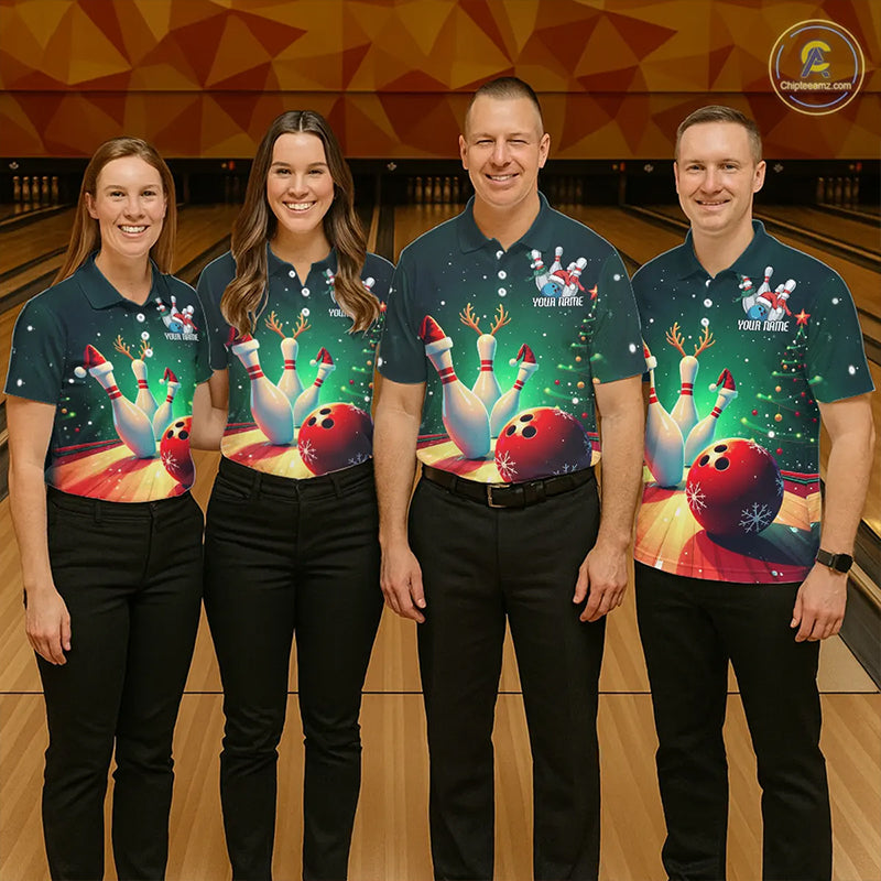 Custom Christmas Bowling Shirts For Men, Bowling Team Shirt Christmas Bowling Tournament Outfits IPHW7841