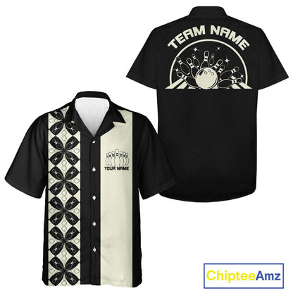 Custom Retro Style Bowling Button Up Shirt, Vintage Bowling Hawaiian Team Shirt IPHW10079