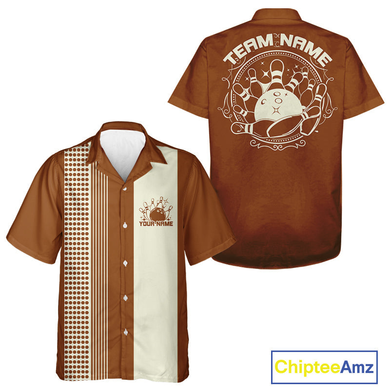 Custom Retro Bowling Hawaiian Shirts For Men And Women, Vintage Bowling Team Shirt IPHW10083